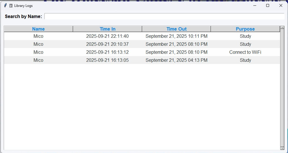 Library Log Monitoring Screenshot